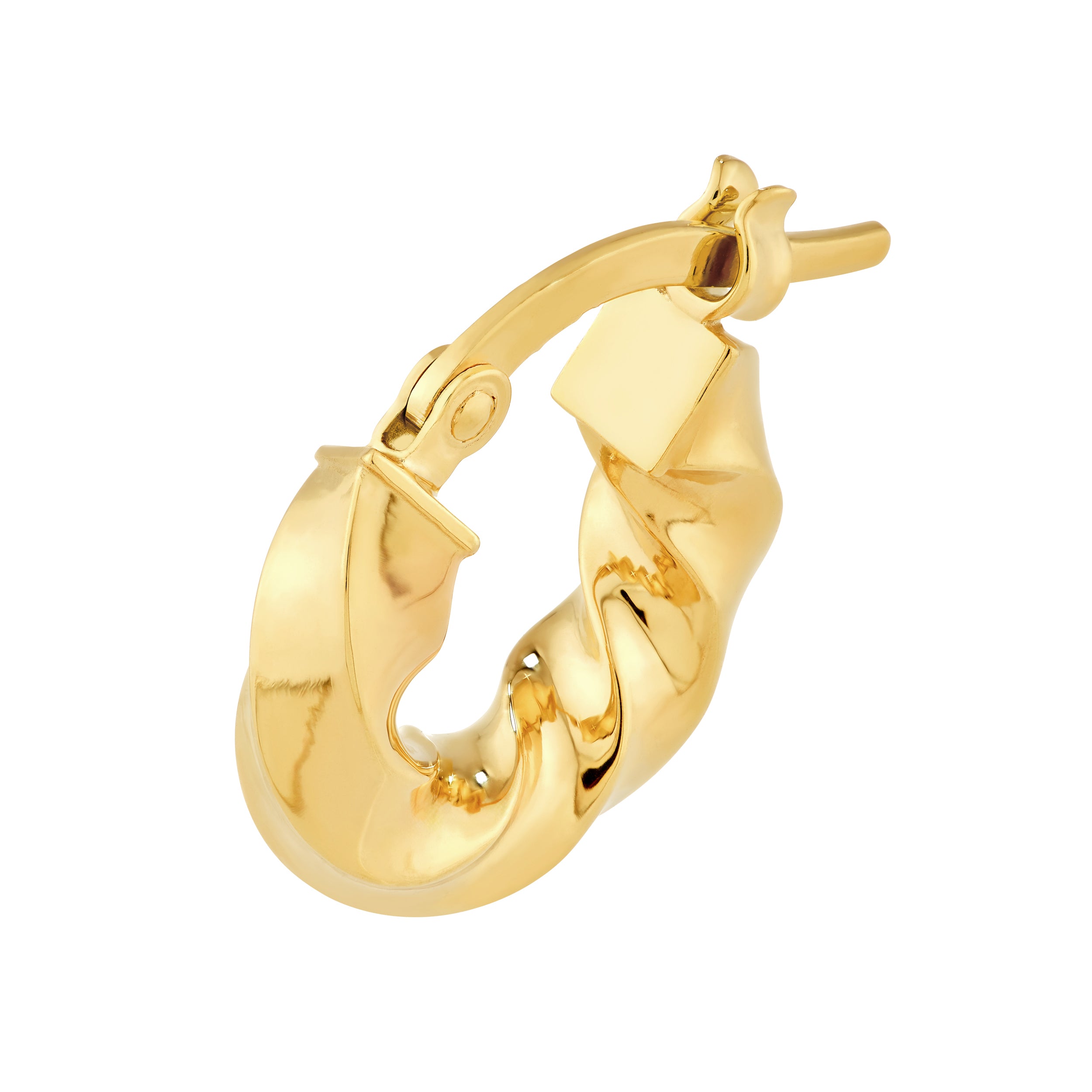 14K Yellow Gold Twisted Squared Tube Round Hoop Earrings Birmingham Jewelry Earrings Birmingham Jewelry