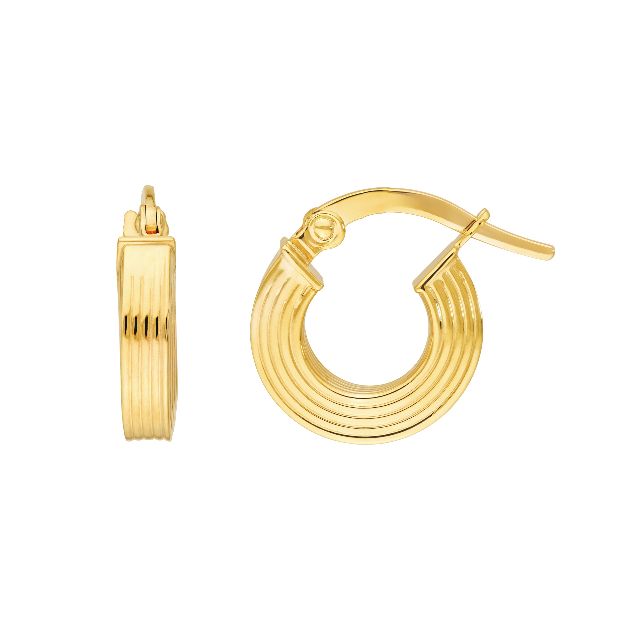 14K Yellow Gold Lined Square Hoops Birmingham Jewelry Earrings Birmingham Jewelry