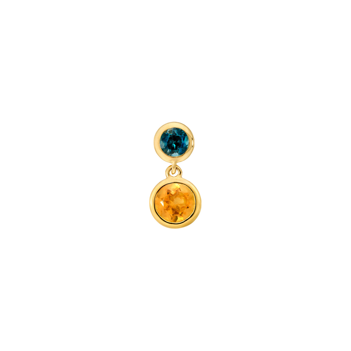 14K Yellow Gold Sky Citrine & Blue Topaz Bezel Drop Earrings Birmingham Jewelry Earrings Birmingham Jewelry