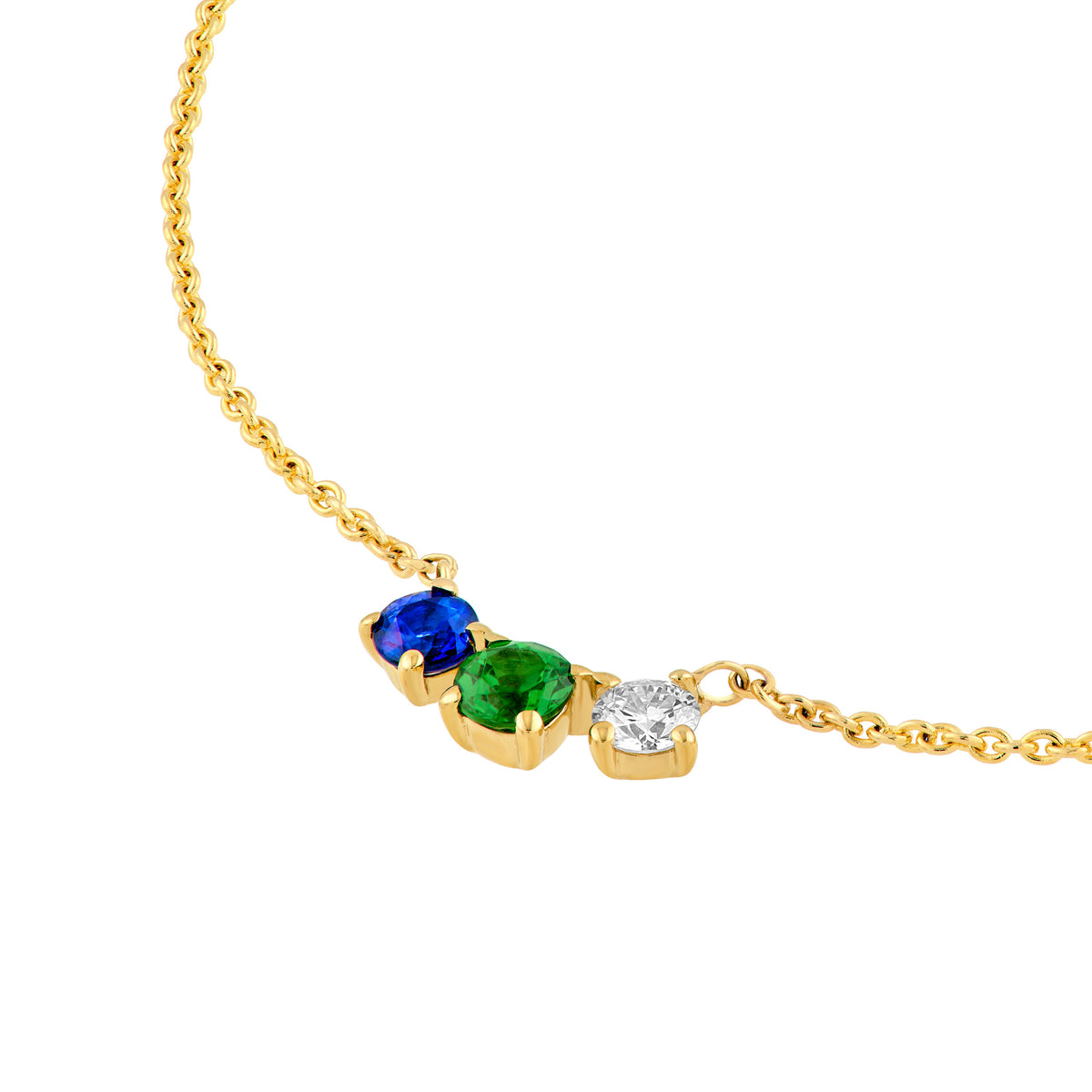 14K Yellow Gold 3 Stone Necklace Birmingham Jewelry Necklace Birmingham Jewelry