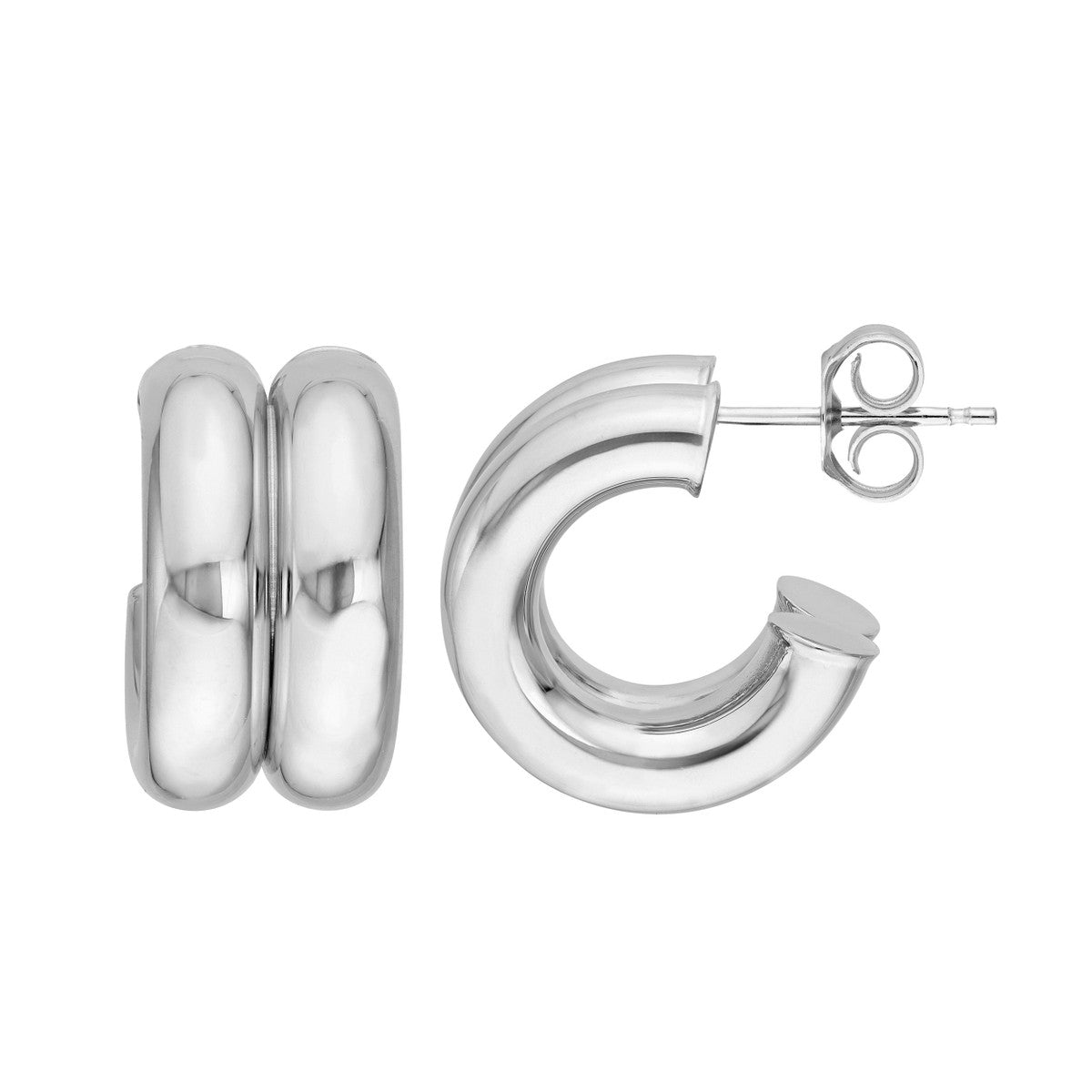 Birmingham Jewelry - 14K Gold 15mm Small Double Hoop Earrings - Birmingham Jewelry