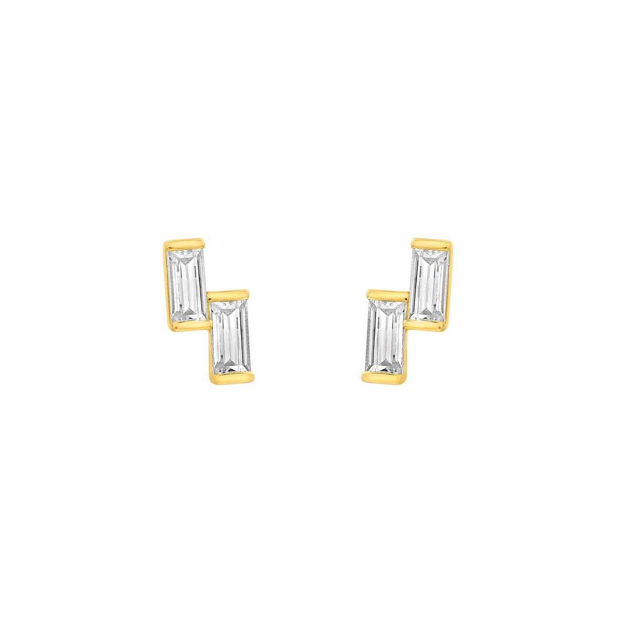 Birmingham Jewelry - 14K Gold Baguette Diamond Stud Earrings - Birmingham Jewelry