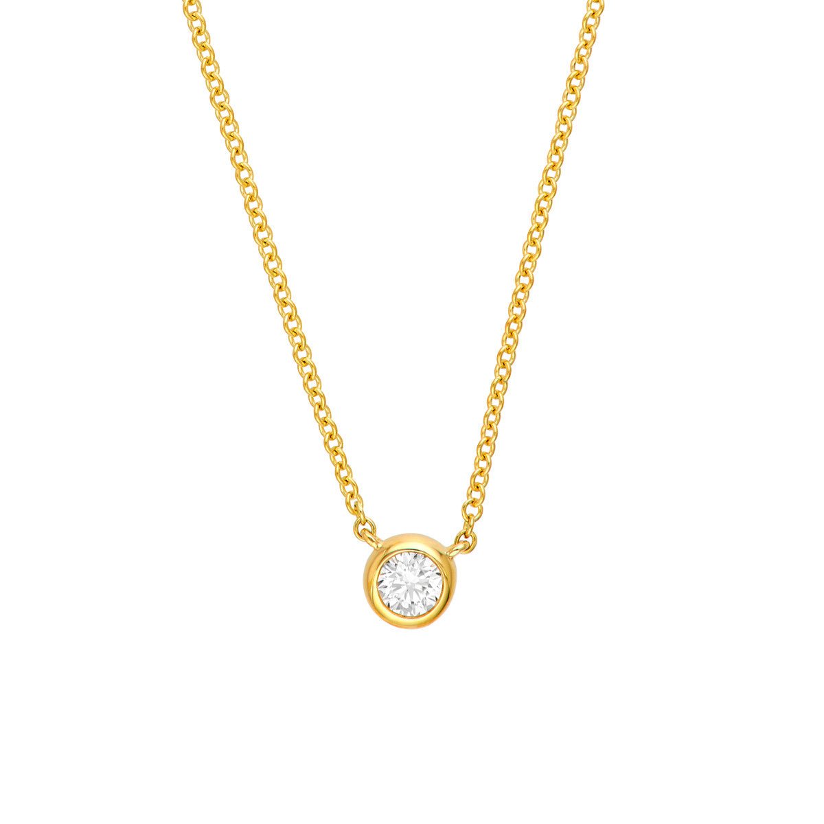 Birmingham Jewelry - 14K Gold Bezel Set Round Diamond Necklace (1/10tcw) - Birmingham Jewelry