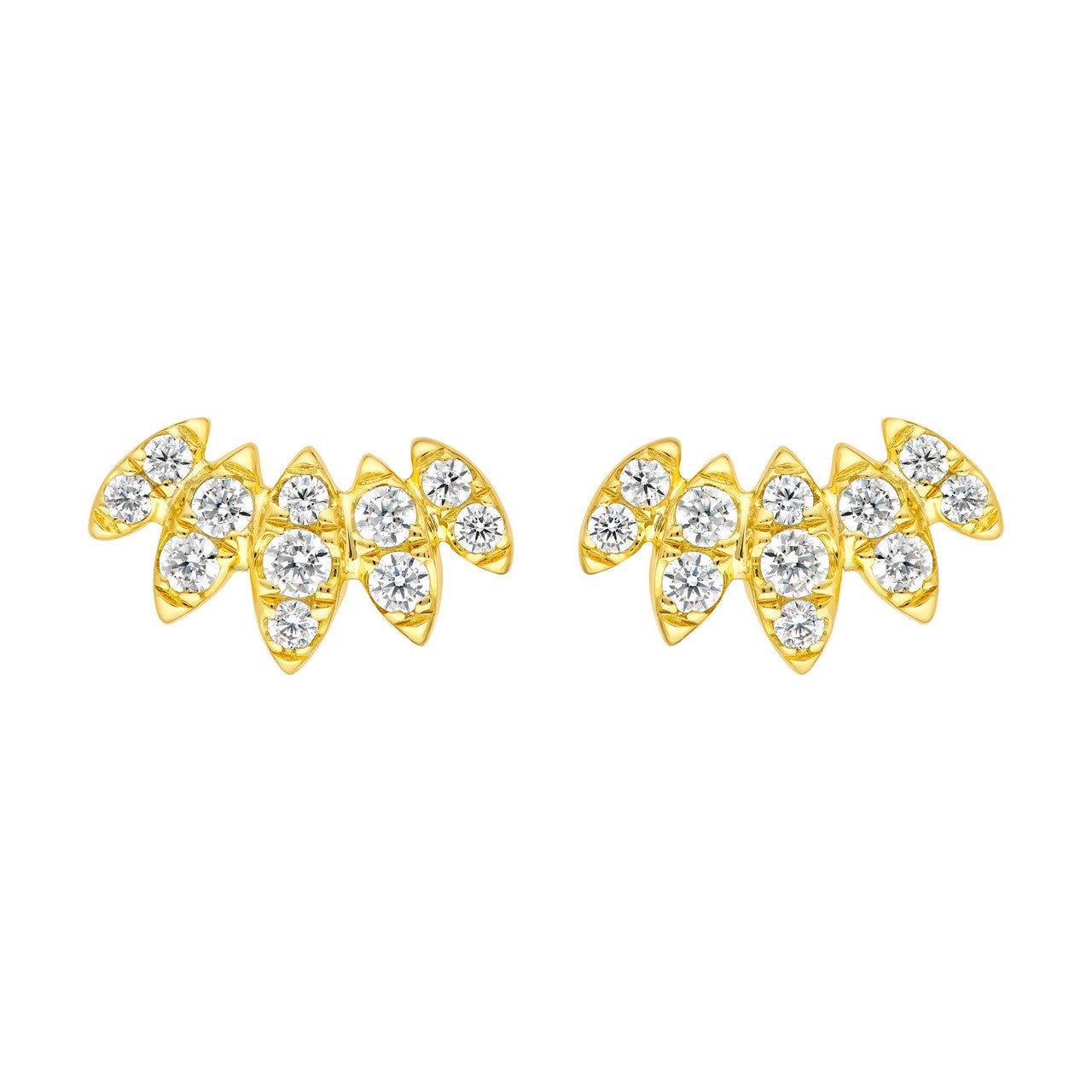 Birmingham Jewelry - 14K Gold Diamond Flower Stud Earrings - Birmingham Jewelry