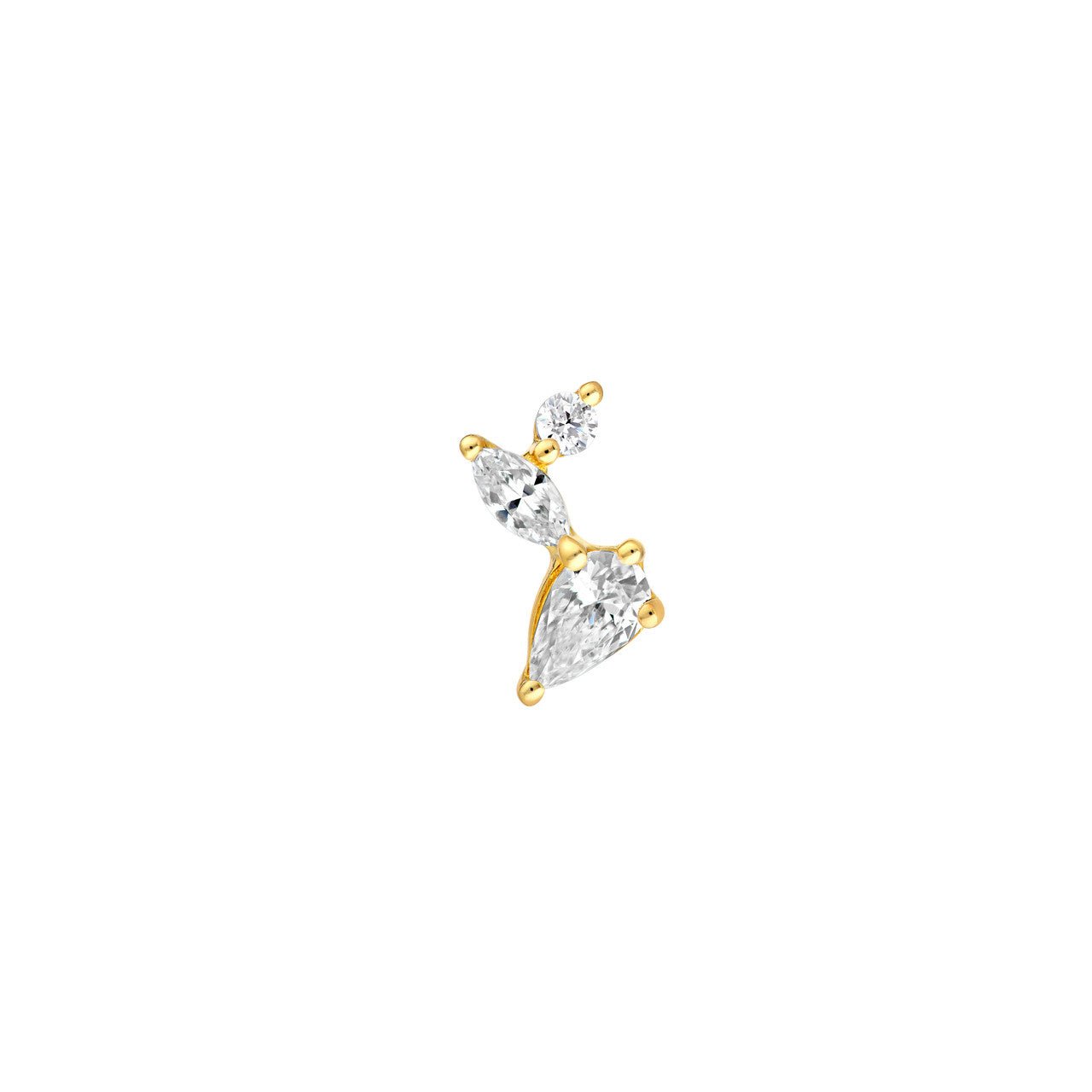 Birmingham Jewelry - 14K Gold Pear Marquise & Round Diamond Cluster Stud Earrings - Birmingham Jewelry