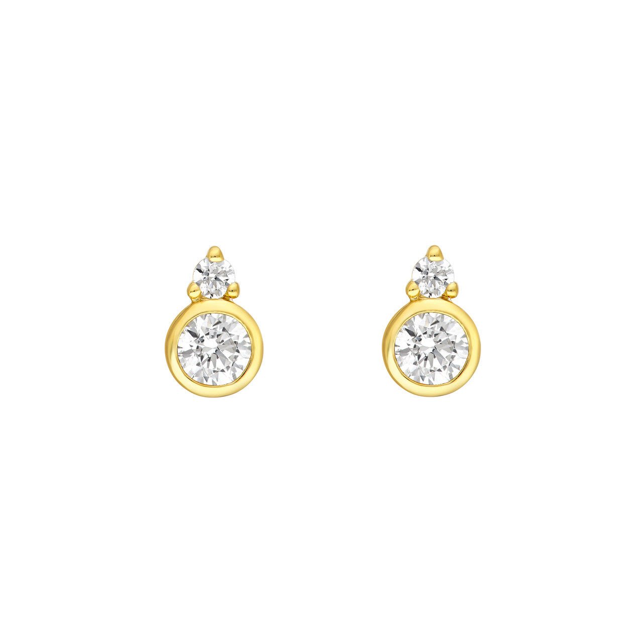 Birmingham Jewelry - 14K Gold Round Bezel Diamond Earrings - Birmingham Jewelry