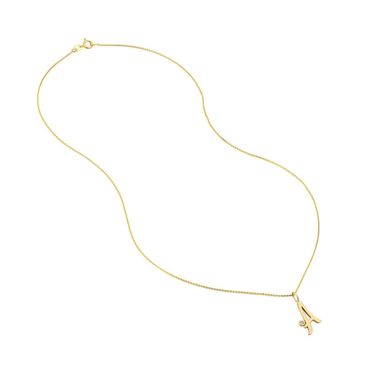 Birmingham Jewelry - 14K Gold Script Initial with Diamond Bezel Necklace - Birmingham Jewelry