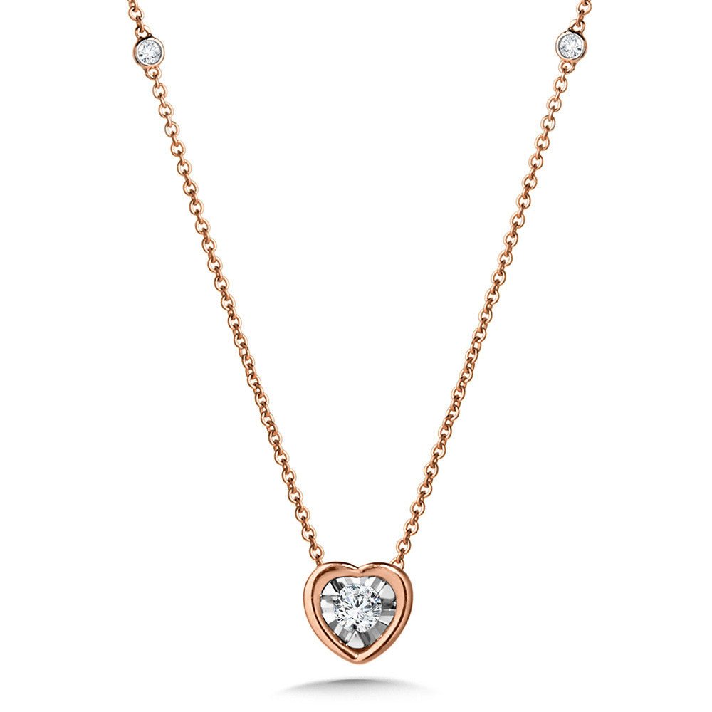Birmingham Jewelry - 14K Rose Gold Heart - Shaped Bezel Diamond Star Necklace - Birmingham Jewelry