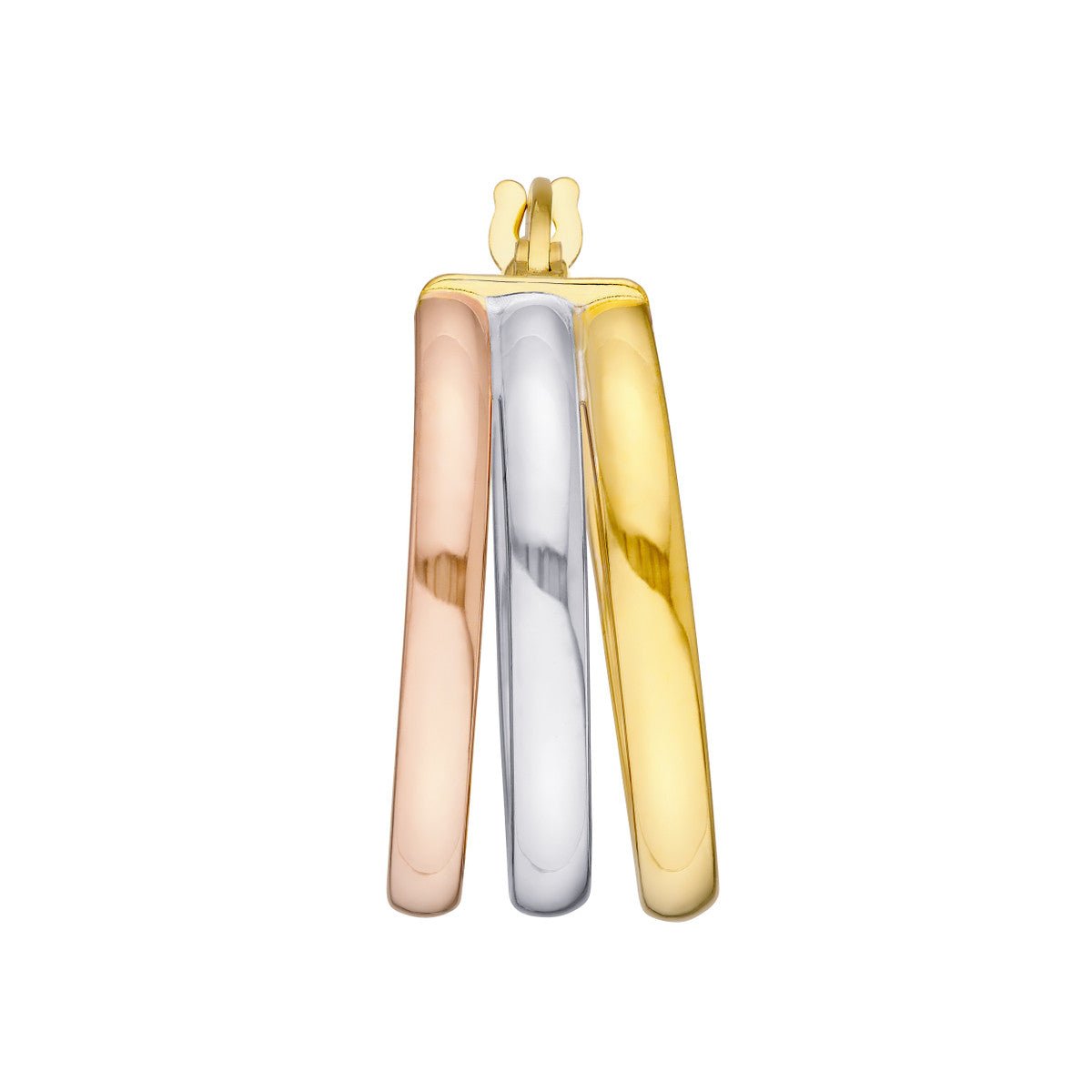 Birmingham Jewelry - 14K Tri Color Gold 15.00mm Round Triple Hoop Earrings - Birmingham Jewelry