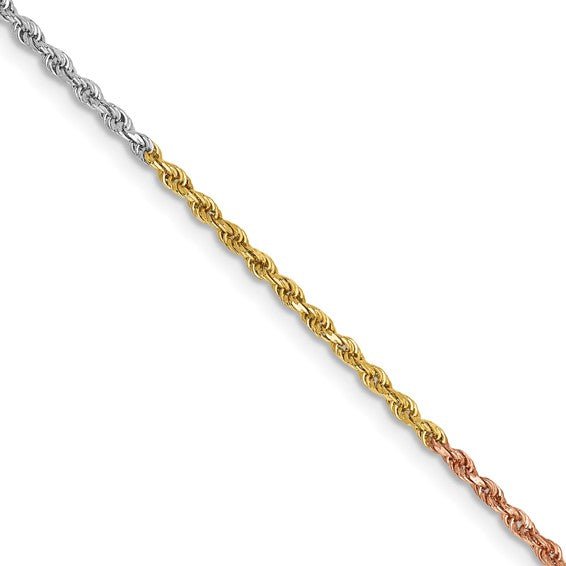 Birmingham Jewelry - 14K Tri - Color Gold Diamond Cut Rope Chain - Birmingham Jewelry