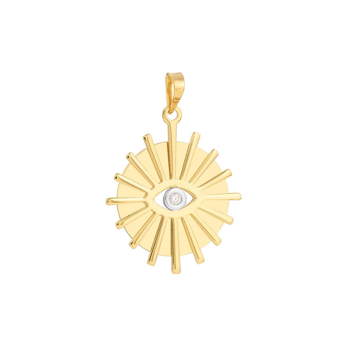 Birmingham Jewelry - 14K Two Tone Gold 3pt Diamond Eye Stick Frame Pendant - Birmingham Jewelry