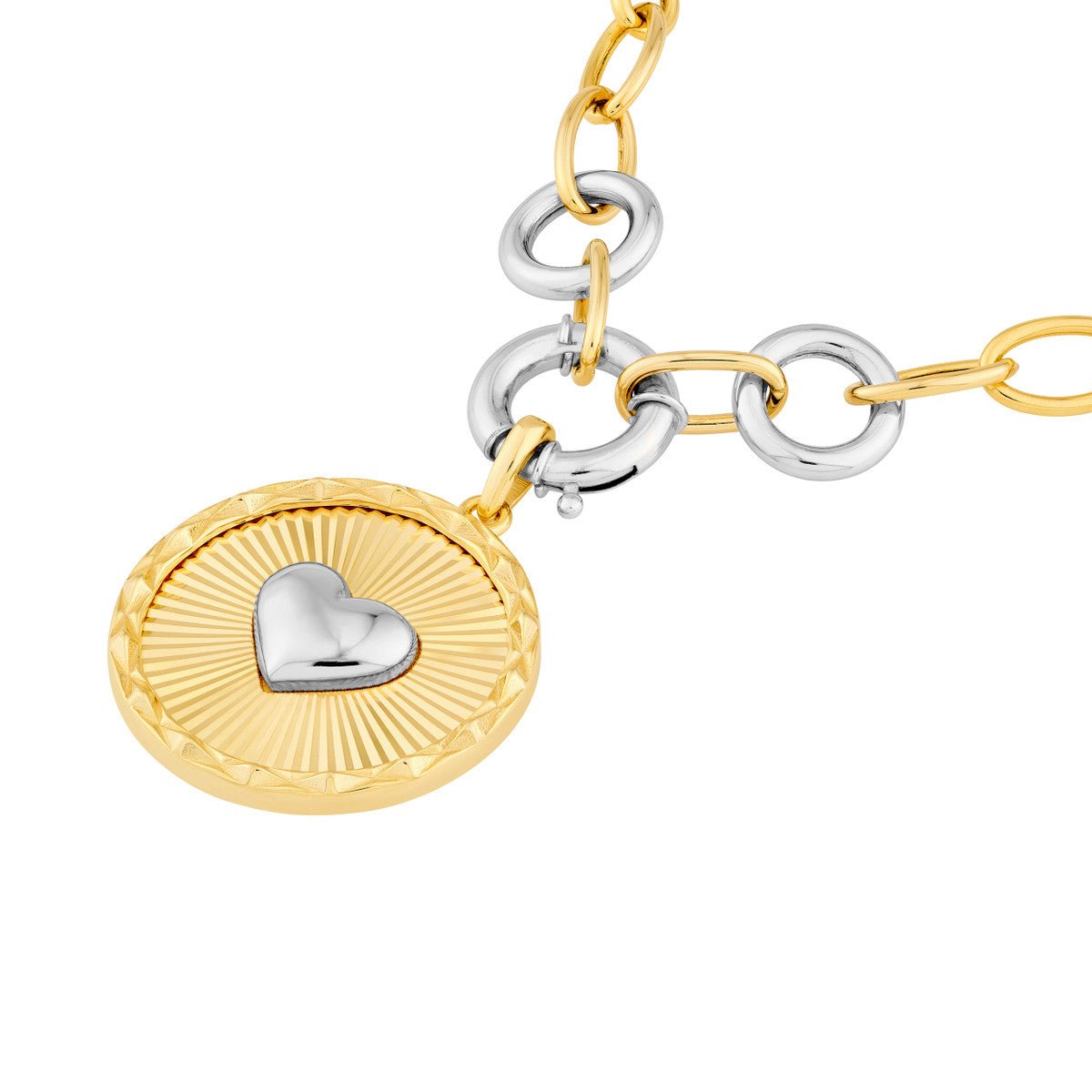Birmingham Jewelry - 14K Two Tone Gold Fluted Heart Charm - Birmingham Jewelry