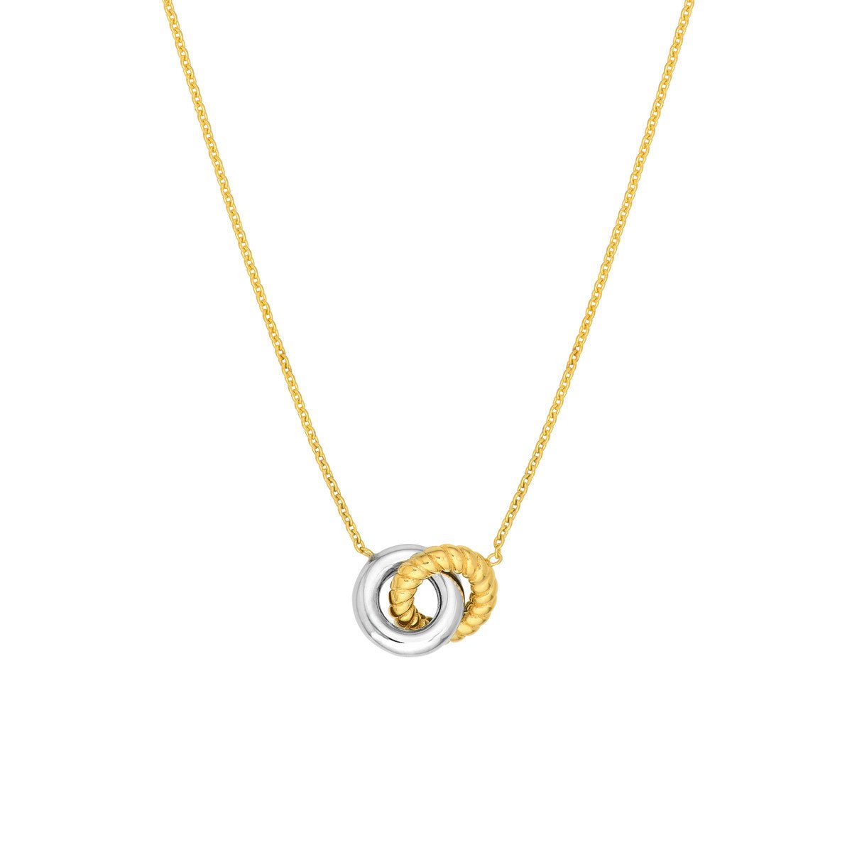 14K Two Tone Gold Interlocking Circle Necklace