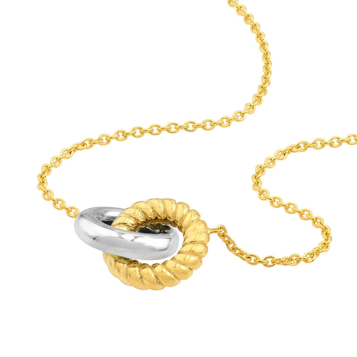 Birmingham Jewelry - 14K Two Tone Gold Interlocking Circle Necklace - Birmingham Jewelry