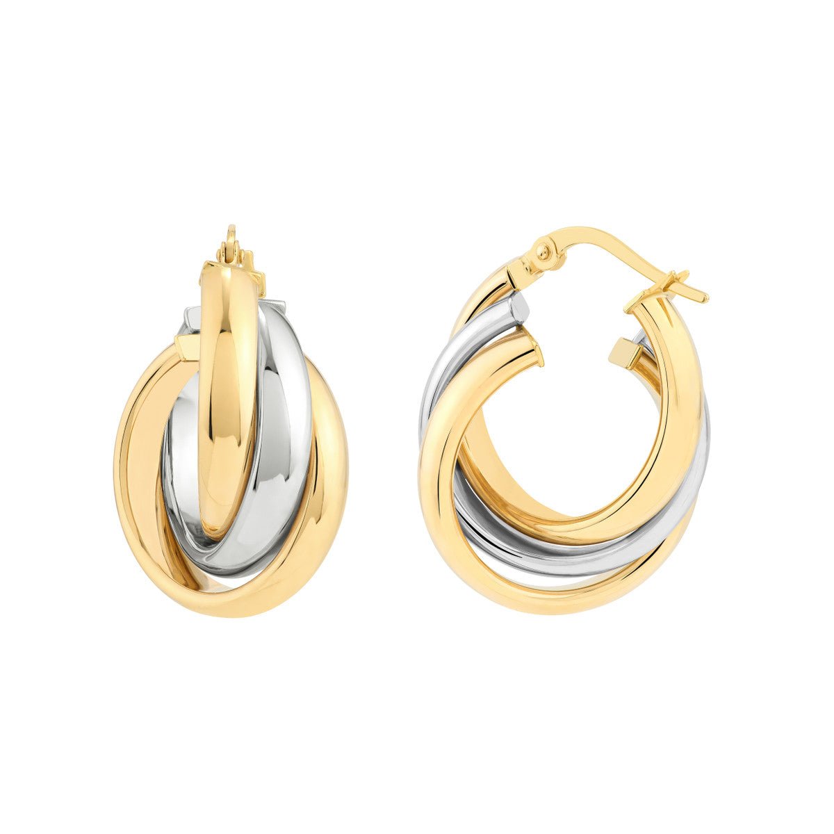 14K Two-Tone Gold Love Knot Hoop Earrings