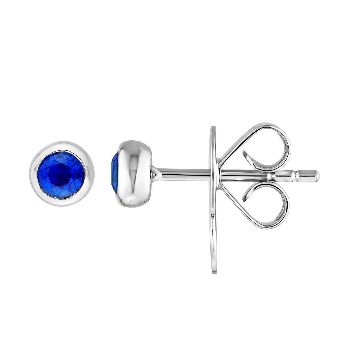 Birmingham Jewelry - 14K White Gold 3.00mm Round Blue Sapphire Stud Earrings - Birmingham Jewelry
