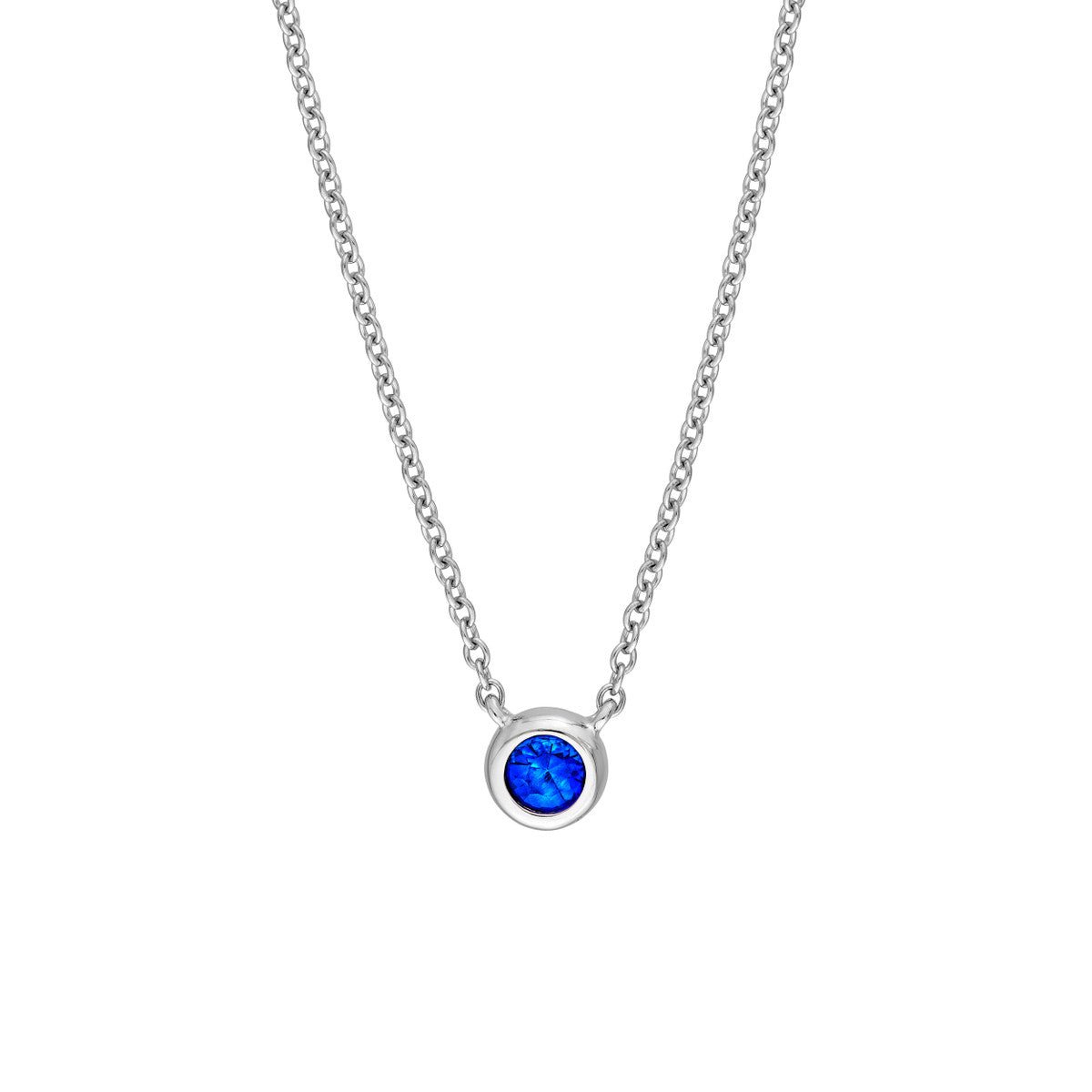 Birmingham Jewelry - 14K White Gold 3.00mm Sapphire Stone Bezel Necklace - Birmingham Jewelry