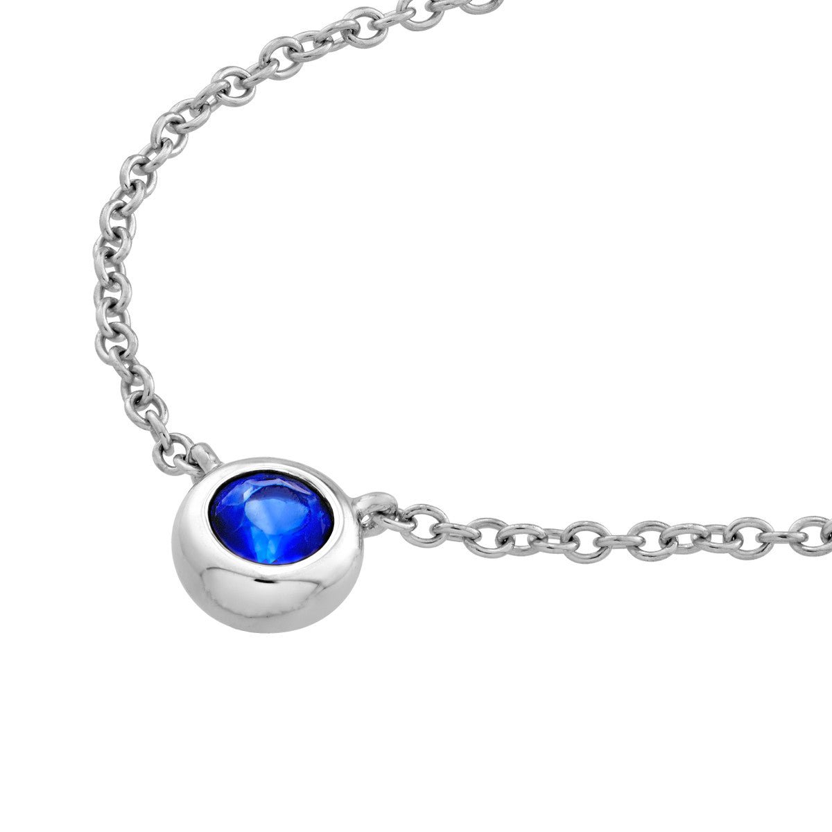 Birmingham Jewelry - 14K White Gold 3.00mm Sapphire Stone Bezel Necklace - Birmingham Jewelry