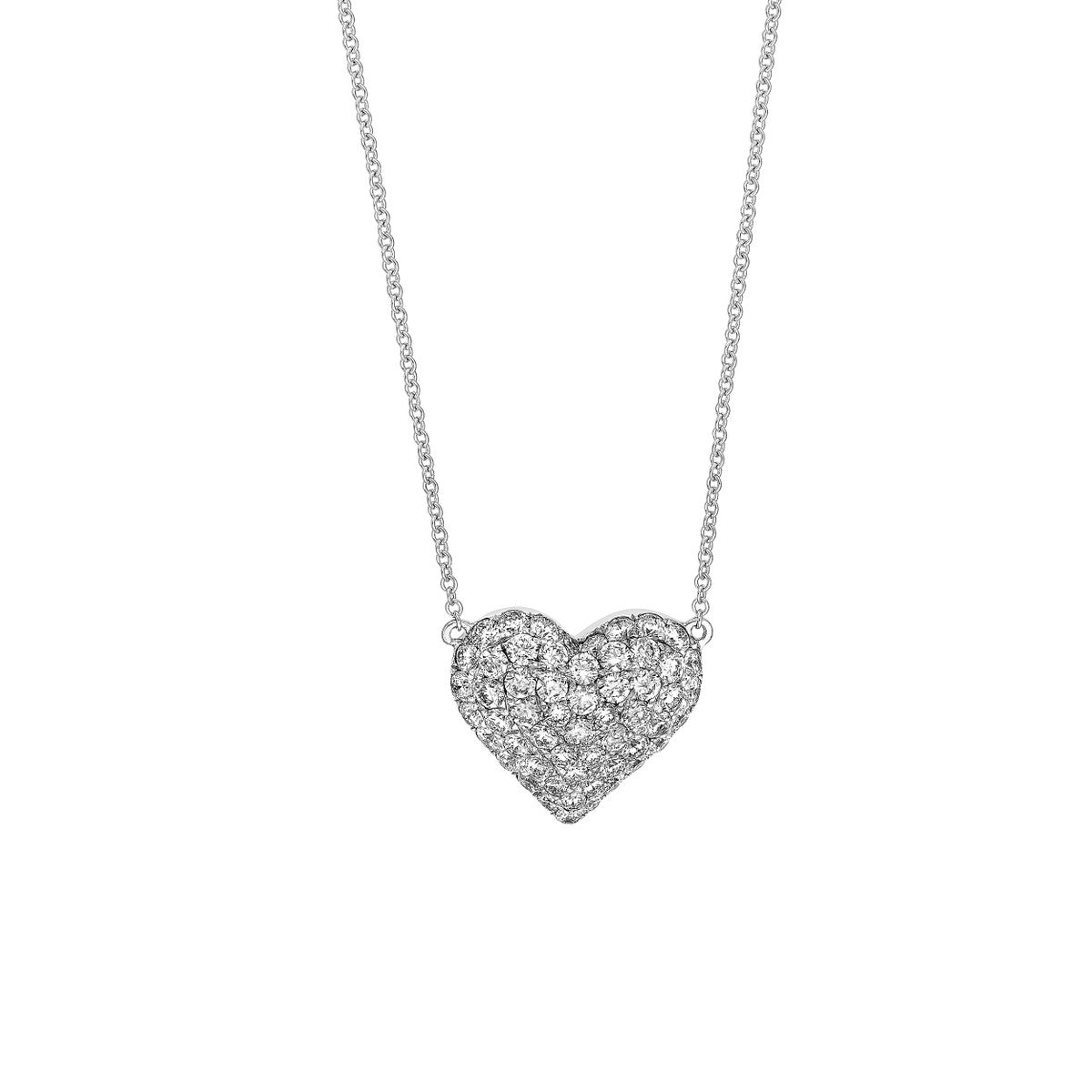 14K White Gold Diamond Pave Heart Necklace Birmingham Jewelry Necklace Birmingham Jewelry