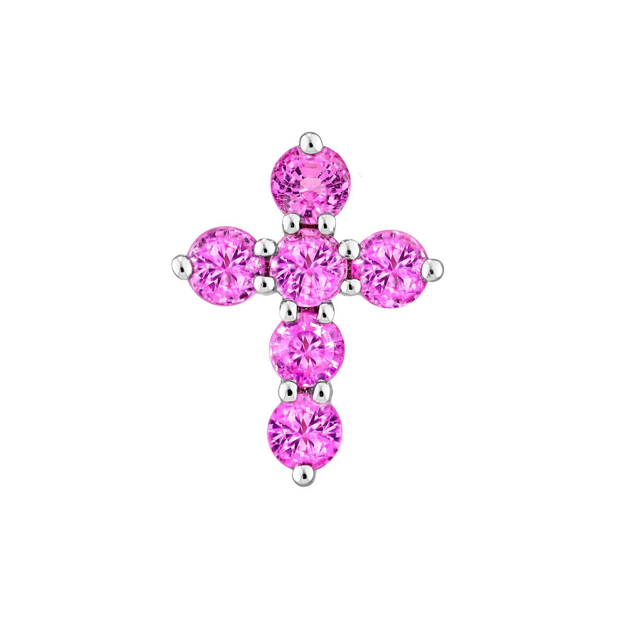 Birmingham Jewelry - 14K White Gold Pink Sapphire Stone Cross Pendant - Birmingham Jewelry