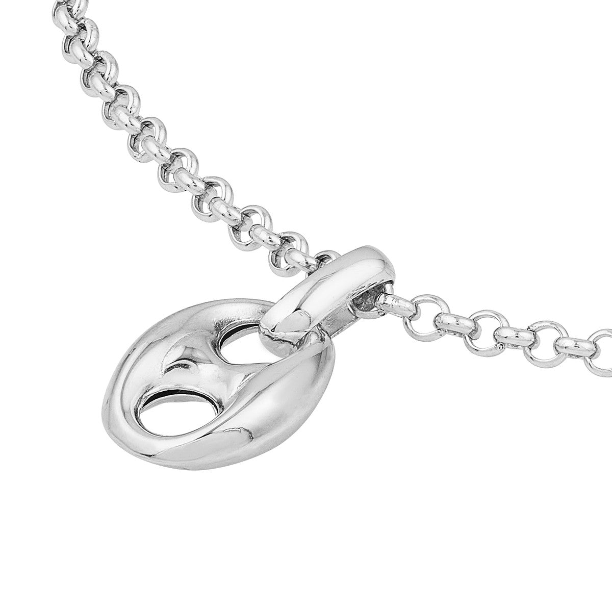 14K White Gold Polished Puffed Mariner Link Pendant Birmingham Jewelry Pendant Birmingham Jewelry