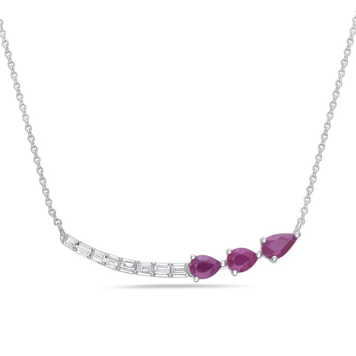 Birmingham Jewelry - 14K White Gold Ruby And Diamond Necklace - Birmingham Jewelry
