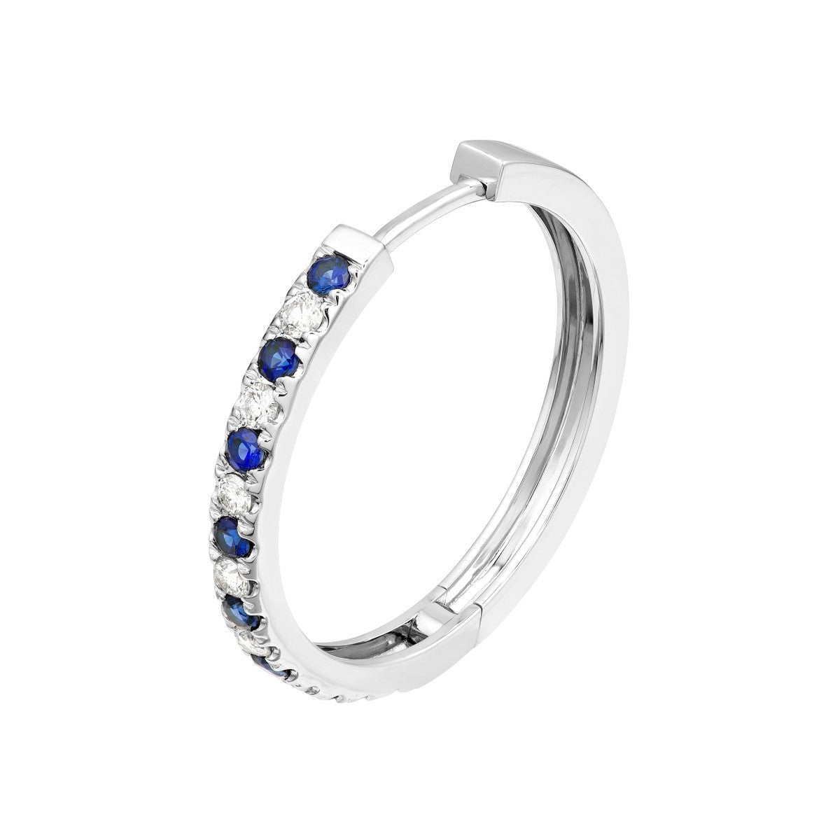 14K White Gold Sapphire & Diamond Hoop Earrings (3/8tcw) Birmingham Jewelry Earrings Birmingham Jewelry