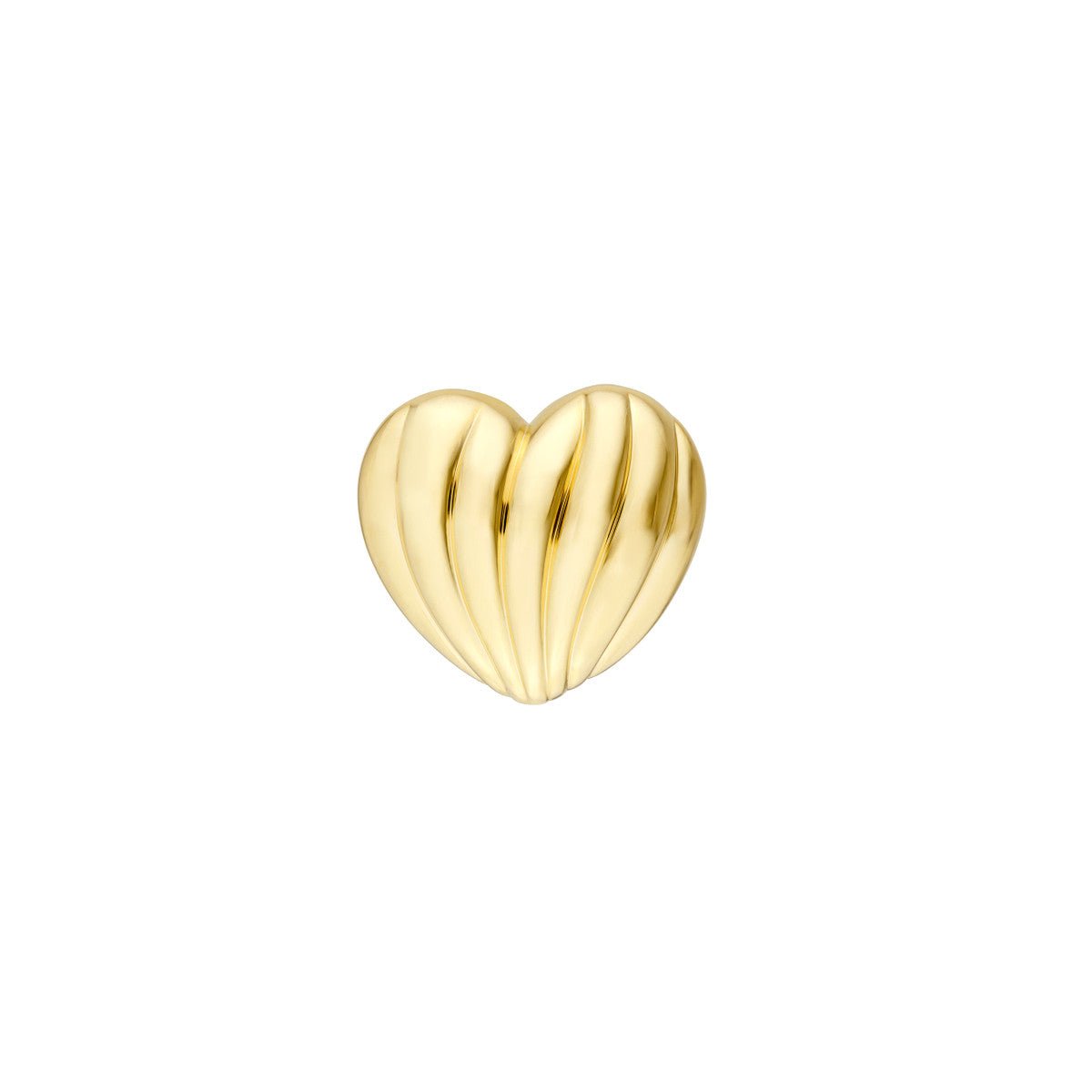 14K Yellow Fluted Heart Stud Earrings Birmingham Jewelry Earrings Birmingham Jewelry