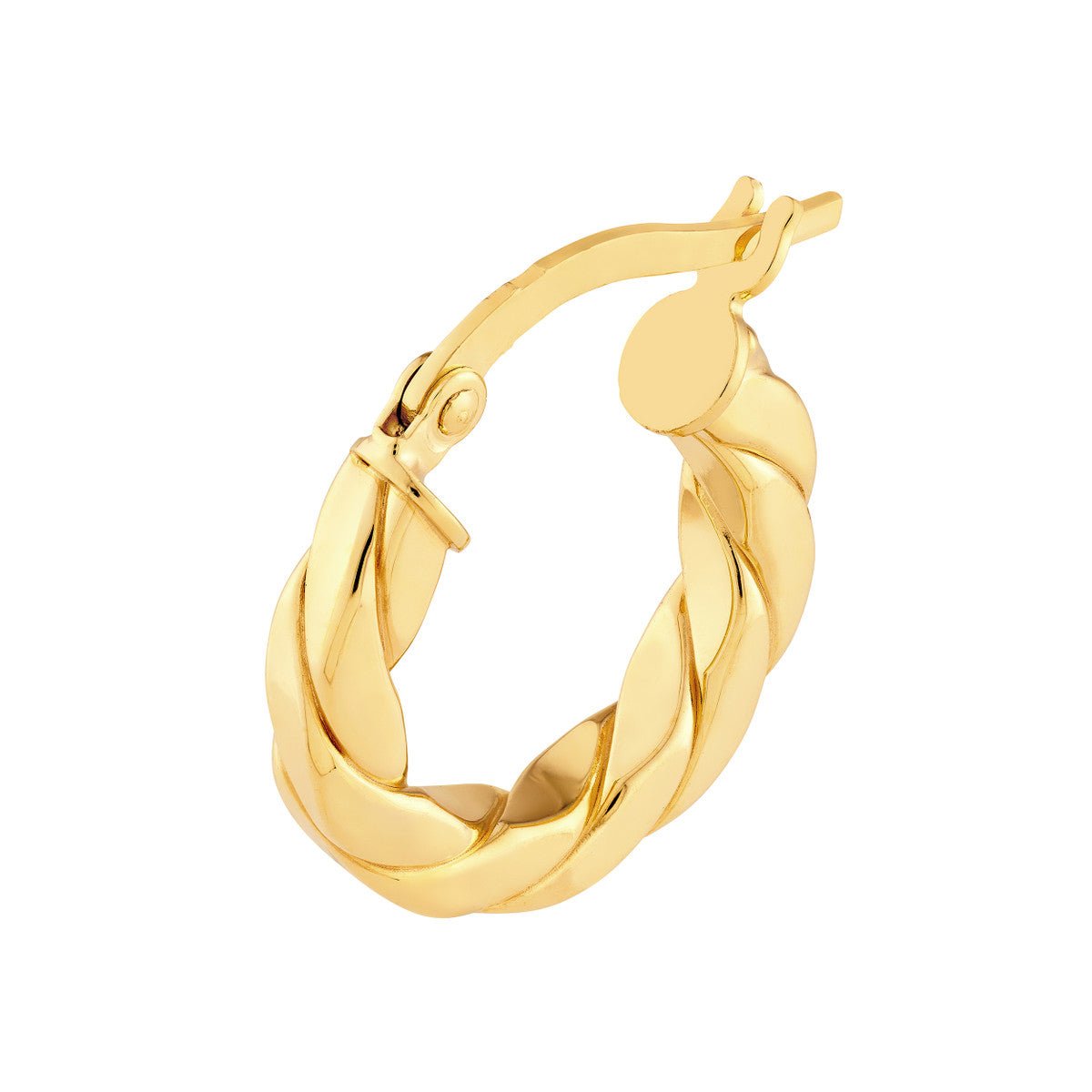 Birmingham Jewelry - 14K Yellow Gold 10.00mm Twist Square Tube Hoop Earrings - Birmingham Jewelry