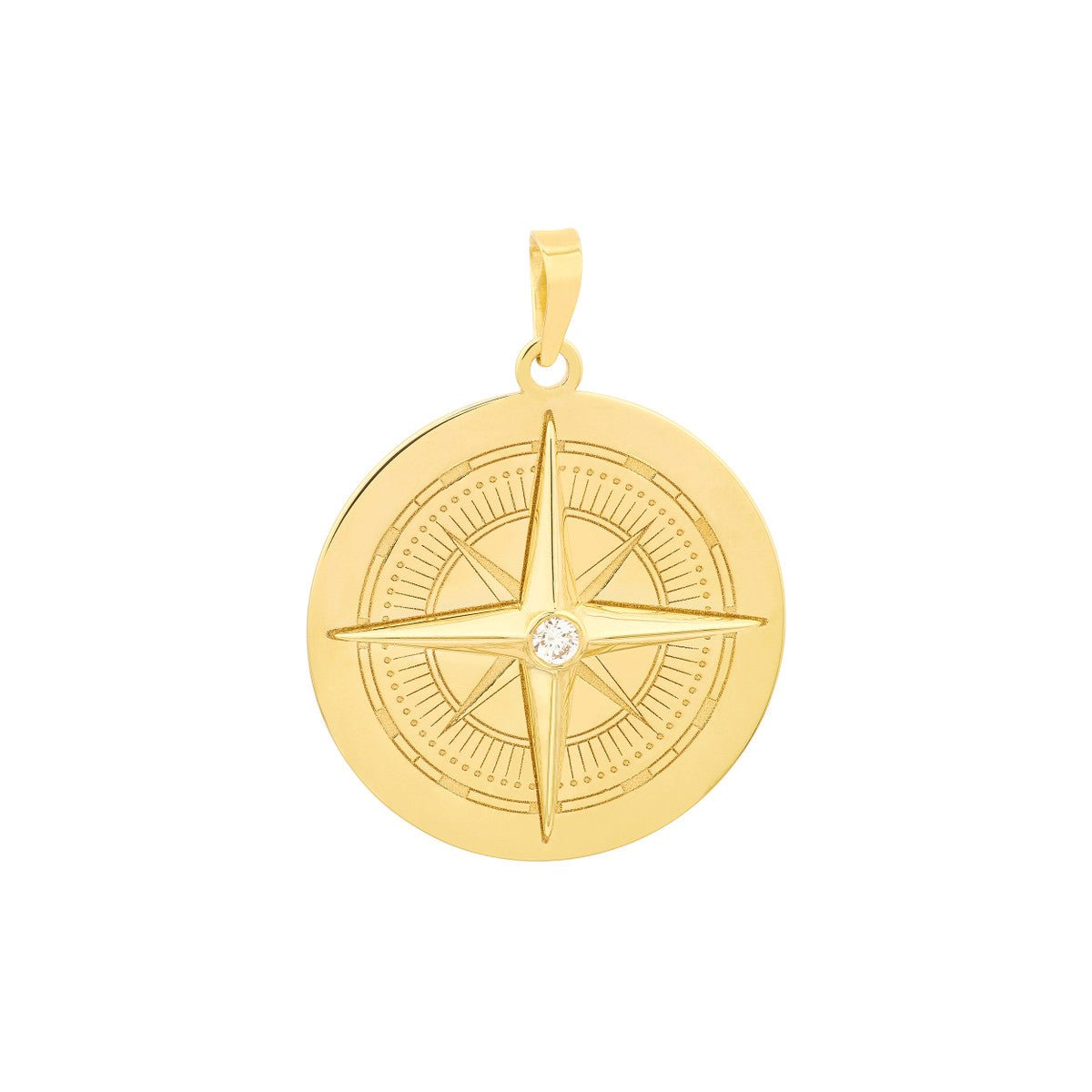 Birmingham Jewelry - 14K Yellow Gold 1/20tcw Diamond Compass Pendant - Birmingham Jewelry