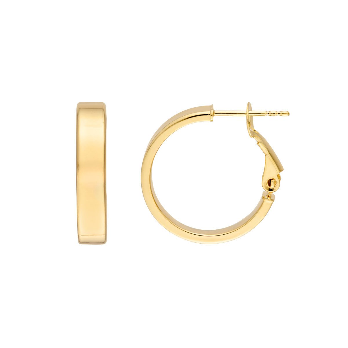 Birmingham Jewelry - 14K Yellow Gold 15.00mm Rectangle Tube Round Hoop Earrings - Birmingham Jewelry