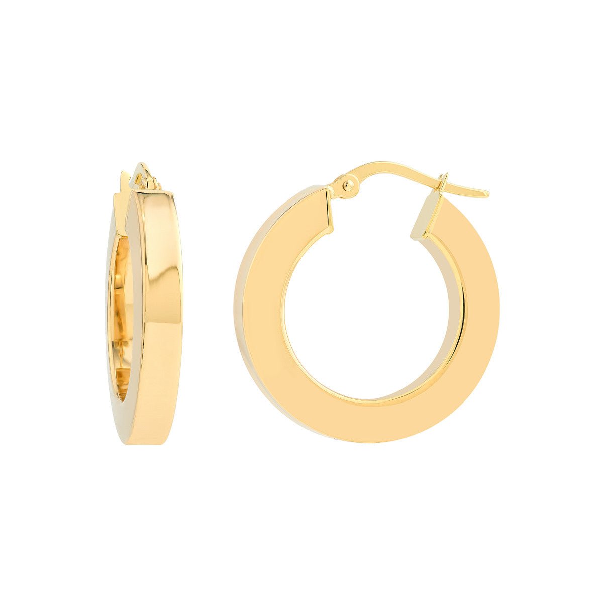 14K Yellow Gold 15.00mm Round Square Tube Hoop Earrings Birmingham Jewelry Earrings Birmingham Jewelry