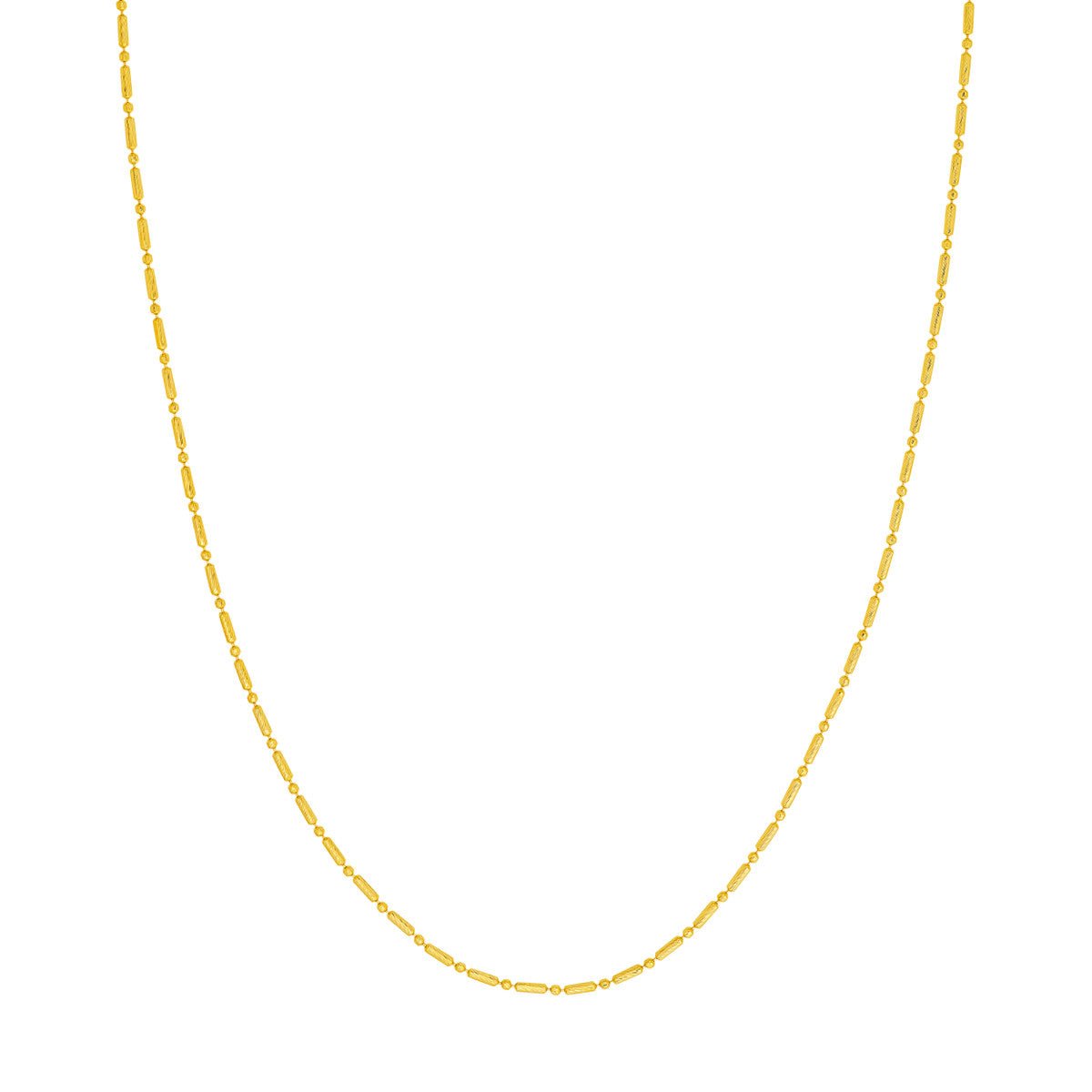 Birmingham Jewelry - 14K Yellow Gold 1.50mm D/C Bead and Long Bar Chain Necklace - Birmingham Jewelry