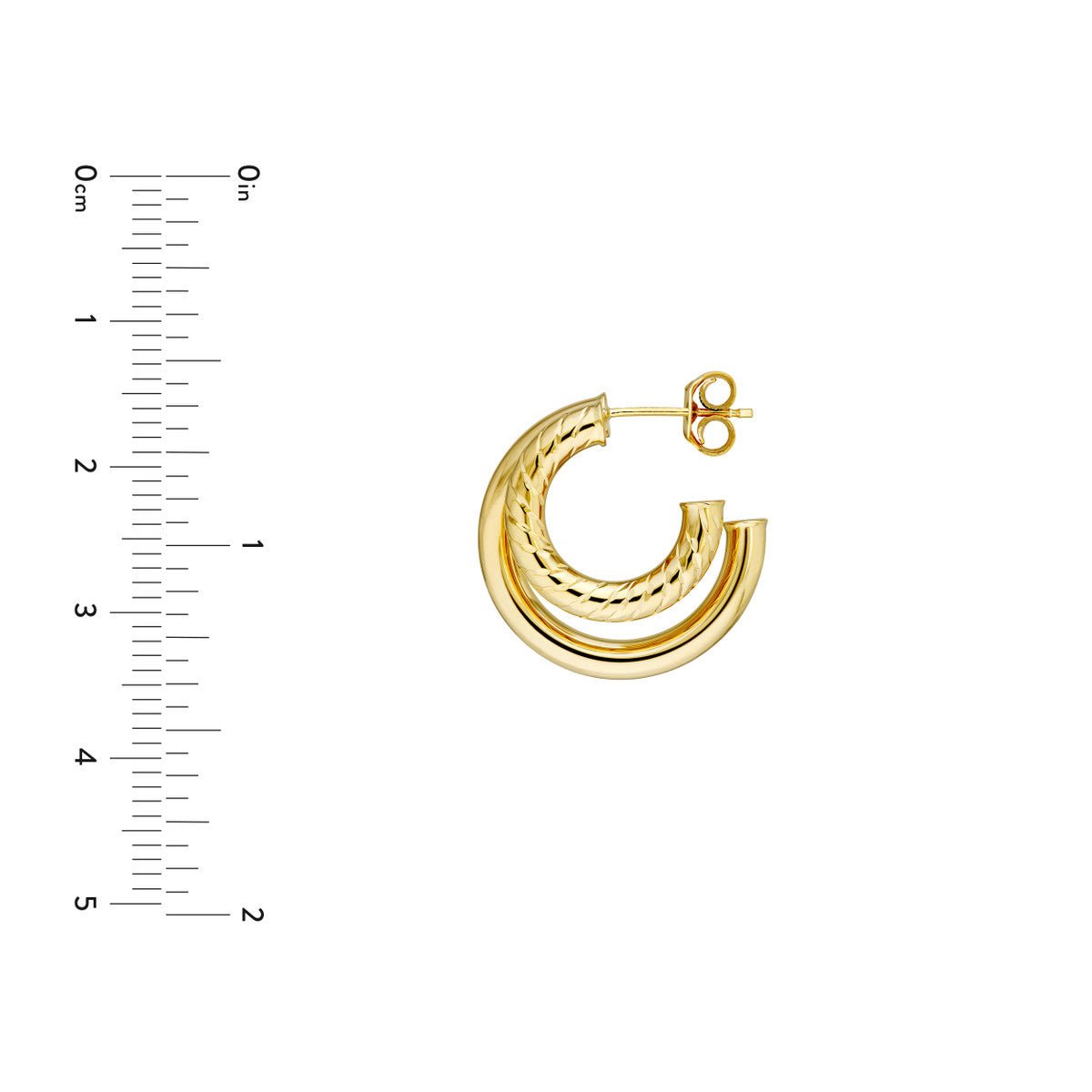 Birmingham Jewelry - 14K Yellow Gold 20.00mm D/C Small Twist Double Hoop Earrings - Birmingham Jewelry