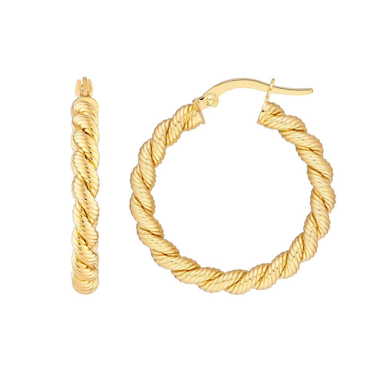 14K Yellow Gold 20.00mm Twisted Rope Hoop Earrings Birmingham Jewelry Earrings Birmingham Jewelry