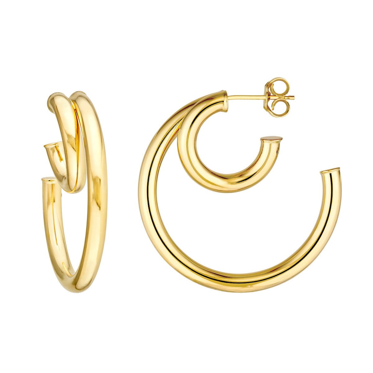 14K Yellow Gold 30.00mm Double Hoop Earrings Birmingham Jewelry Earrings Birmingham Jewelry