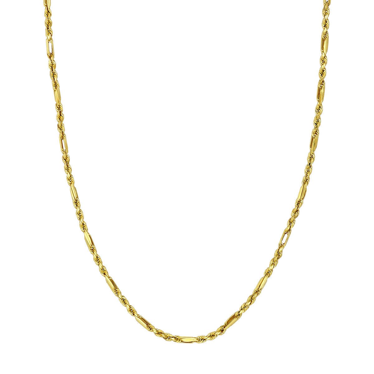 14K Yellow Gold 3.00mm D/C Hollow Figarope Milano Chain Birmingham Jewelry Gold Chain Birmingham Jewelry