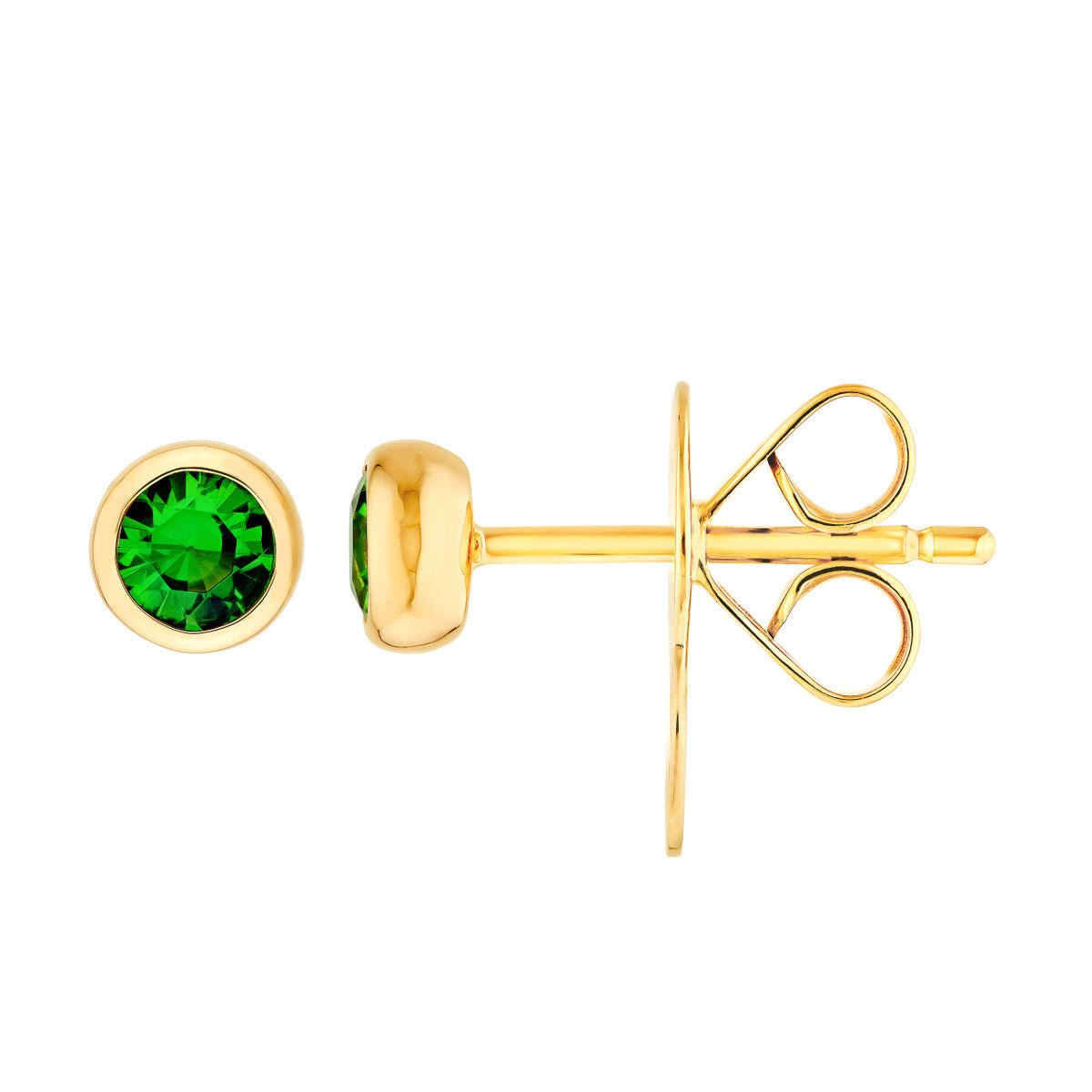 Birmingham Jewelry - 14K Yellow Gold 3.00mm Round Tsavorite Stud Earrings - Birmingham Jewelry