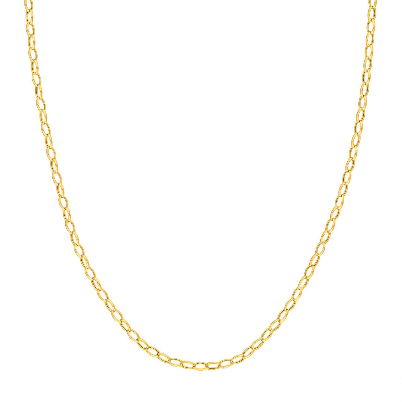 Birmingham Jewelry - 14K Yellow Gold 3.50mm Hollow Oval Rolo Chain - Birmingham Jewelry