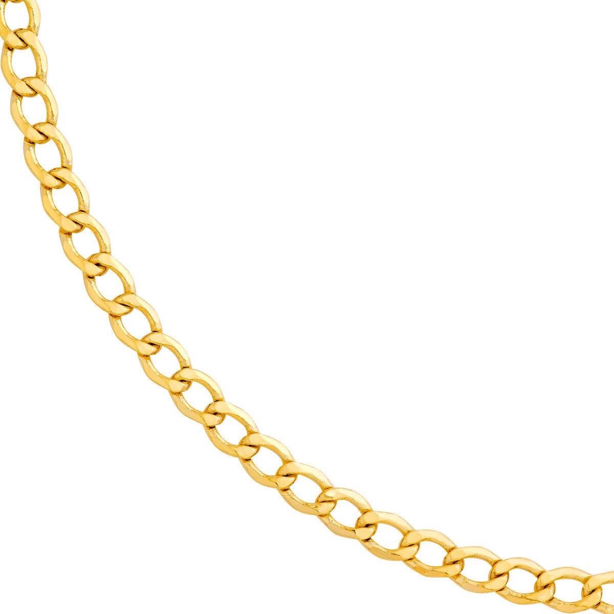 Birmingham Jewelry - 14K Yellow Gold 3.70mm Hollow D/C Curb Chain - Birmingham Jewelry