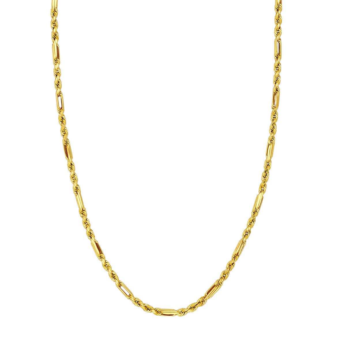 14K Yellow Gold 4.00mm D/C Hollow Figarope Milano Chain Birmingham Jewelry Gold Chain Birmingham Jewelry
