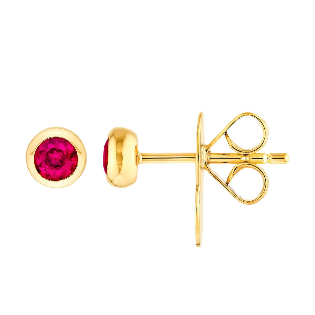 Birmingham Jewelry - 14K Yellow Gold 4.00mm Round Ruby Stud Earrings - Birmingham Jewelry