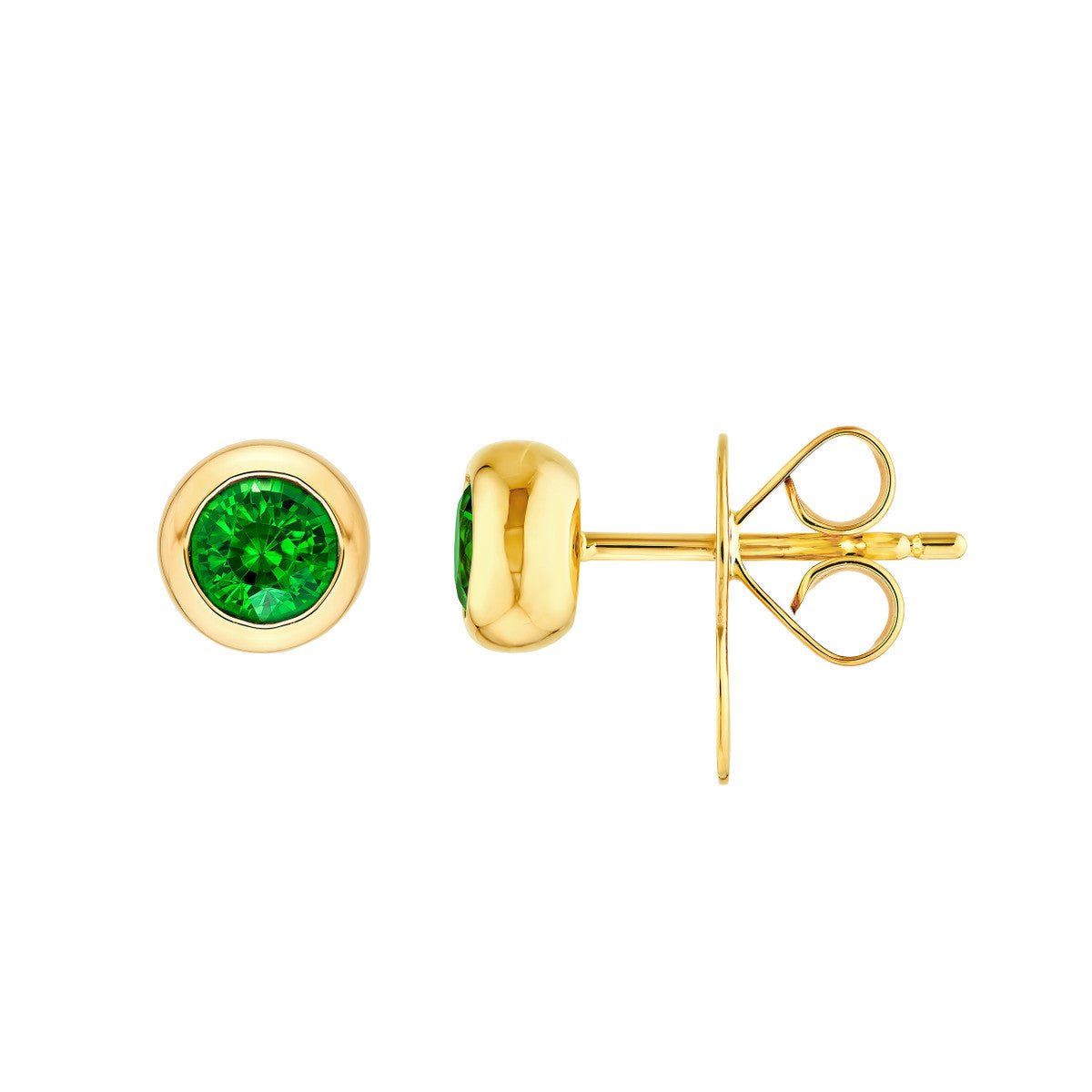 Birmingham Jewelry - 14K Yellow Gold 4.00mm Round Tsavorite Stud Earrings - Birmingham Jewelry