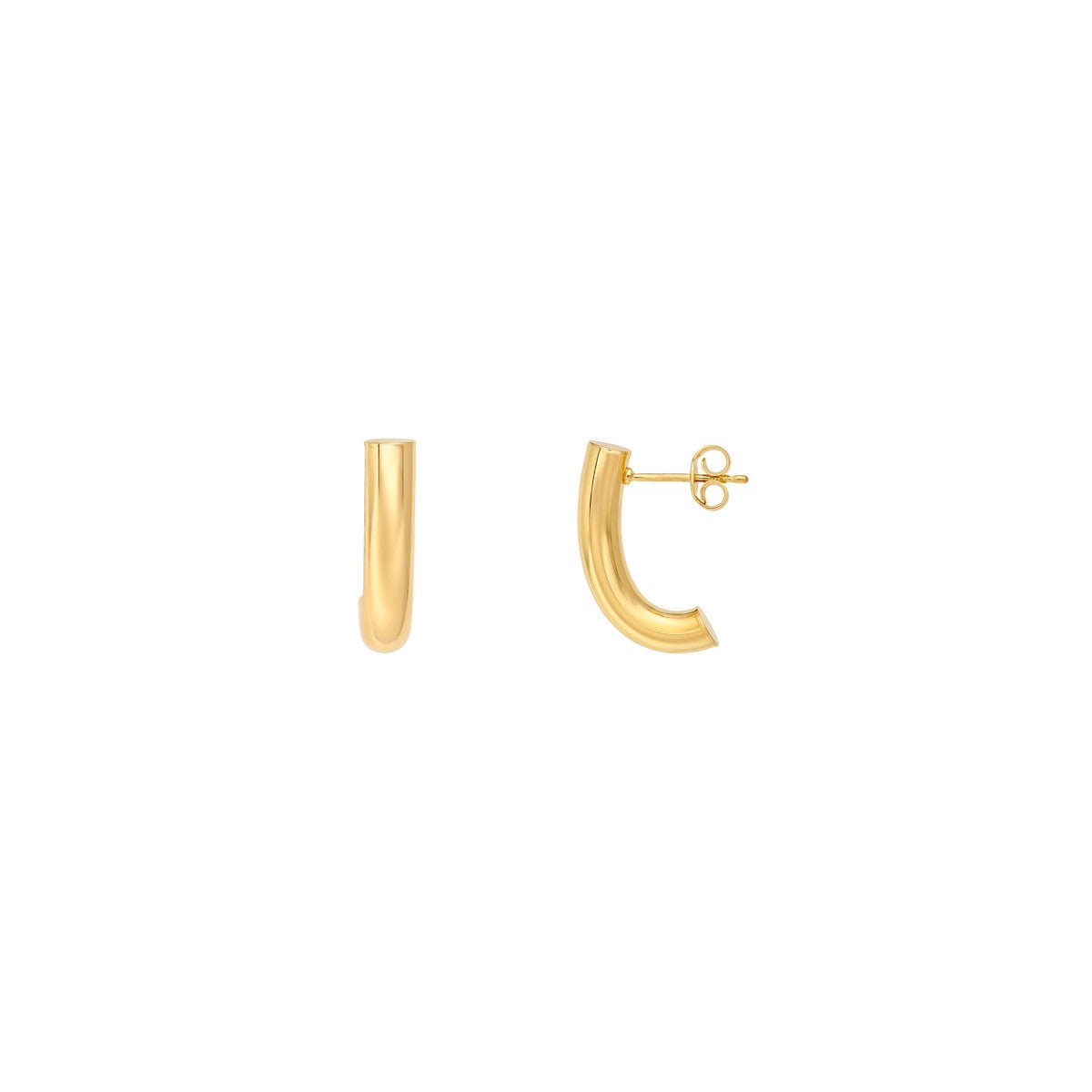 Birmingham Jewelry - 14K Yellow Gold 4.00mm Small Round J Hoop Earrings - Birmingham Jewelry