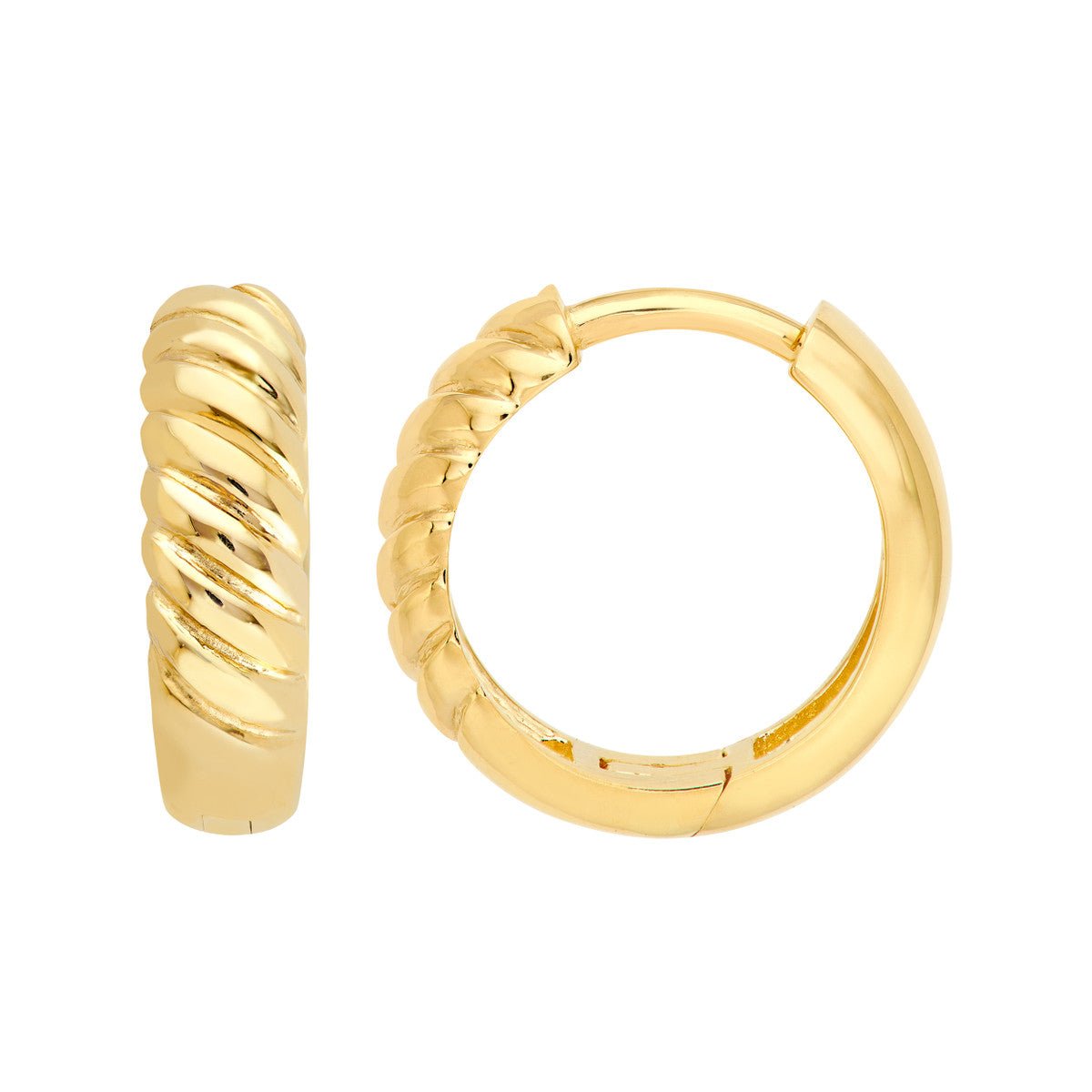 Birmingham Jewelry - 14K Yellow Gold 4.00mm x 13.00mm 1/2 Twisted Hinge Hoops - Birmingham Jewelry