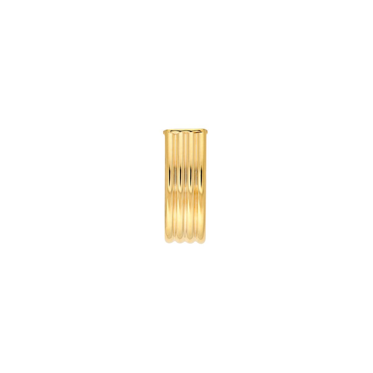 Birmingham Jewelry - 14K Yellow Gold 6.00mm Multi Line Tube J Hoop Earrings - Birmingham Jewelry
