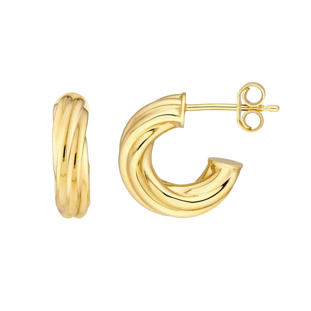 Birmingham Jewelry - 14K Yellow Gold 6.00mm Twisted Open Hoop Earrings - Birmingham Jewelry