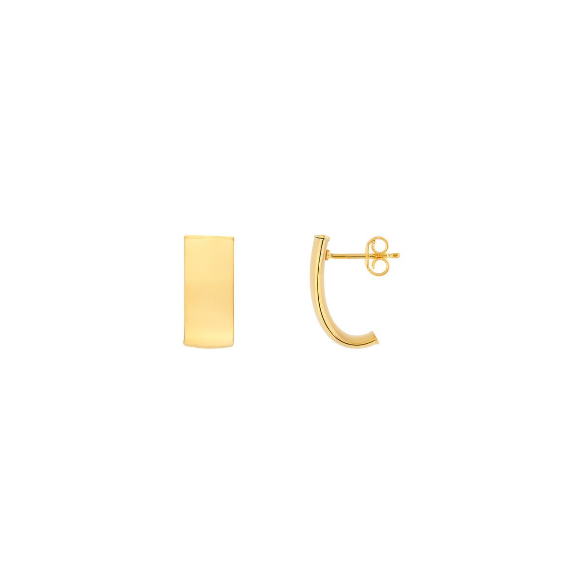 Birmingham Jewelry - 14K Yellow Gold 8.00mm Small Flat Oval Tube J Hoop Earrings - Birmingham Jewelry