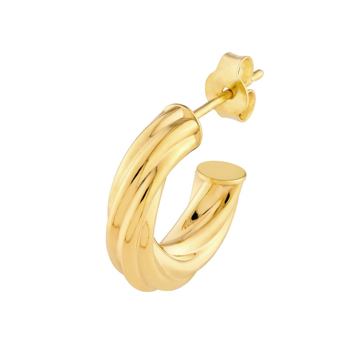 Birmingham Jewelry - 14K Yellow Gold 8.00mm Twisted Open Hoop Earring - Birmingham Jewelry