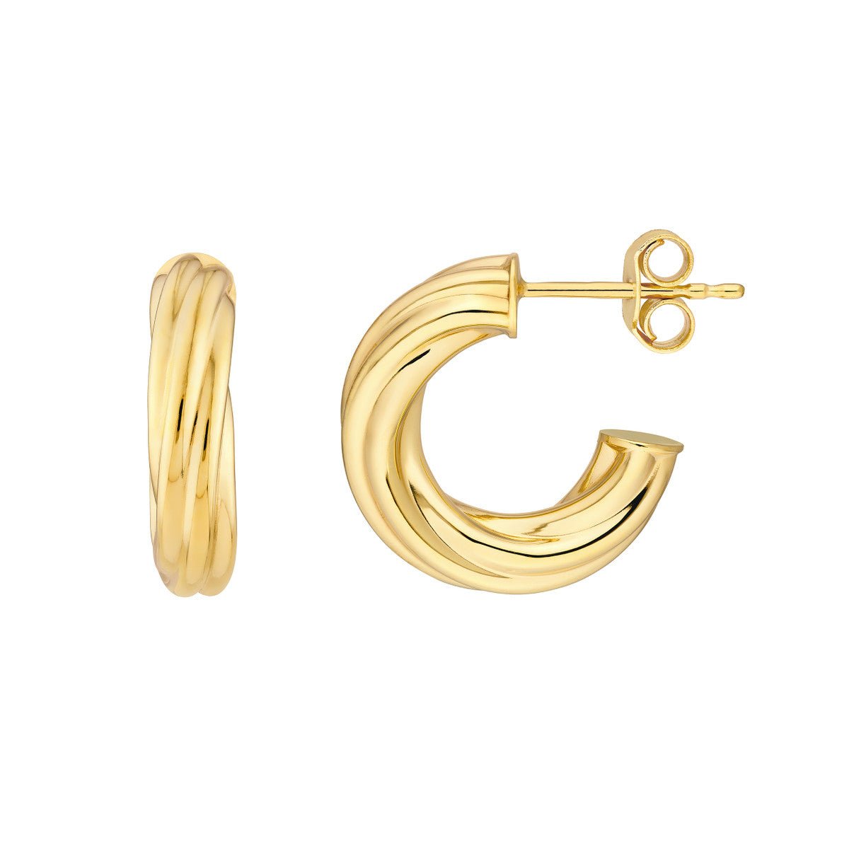 Birmingham Jewelry - 14K Yellow Gold 8.00mm Twisted Open Hoop Earring - Birmingham Jewelry